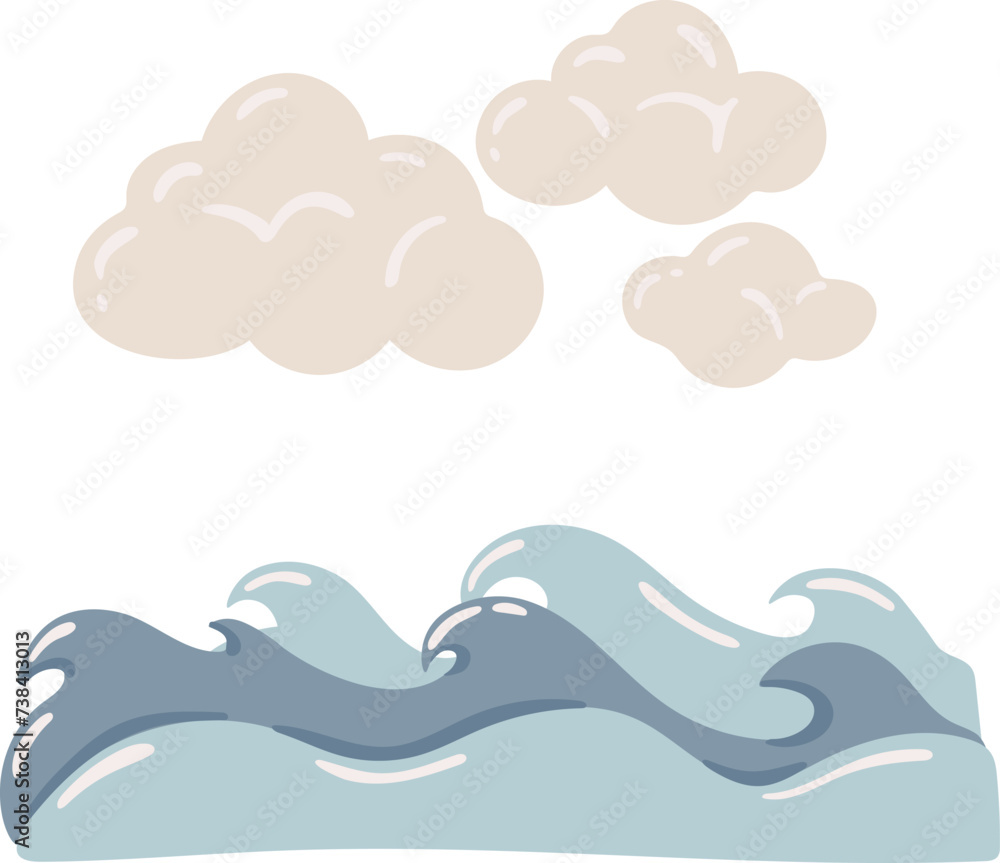 Waters and sky, kids illustration Waters and sky, kids illustration