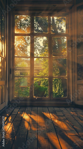 Nostalgia quente painel de janela luz e sombra fotografia de arte retrô photo