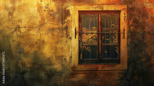 Nostalgia quente painel de janela luz e sombra fotografia de arte retrô