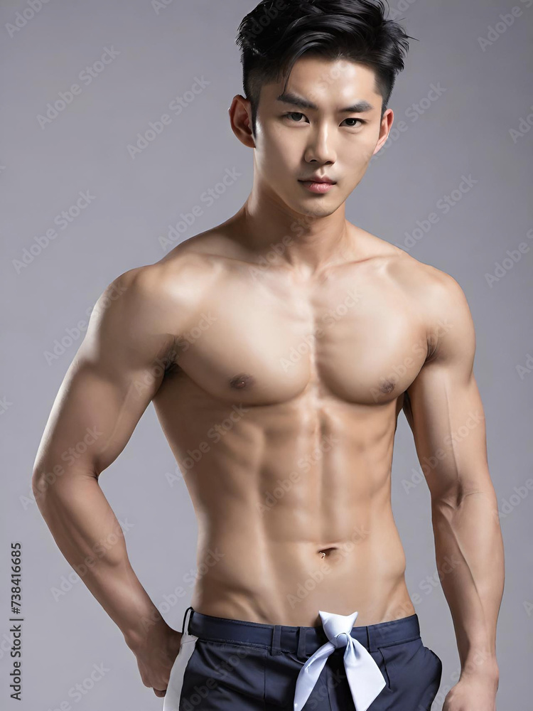 Fototapeta premium young asian man showing his abs