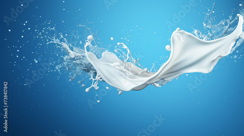 Vector twisted milk splash on blue background