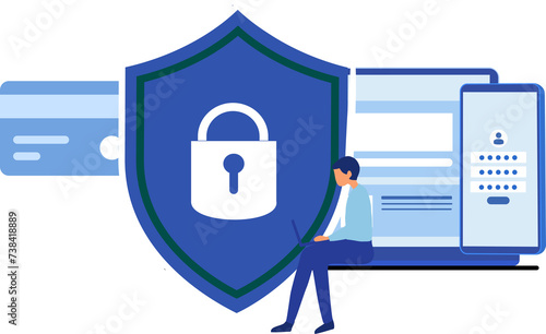 Cyber security and data protection privacy, PDPA concept. Businessman secure data management and protect data from hacker attacks and padlock icon to internet technology networking 