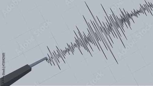 Detailed Graphical Representation of Earthquake Vibrations Captured on a Seismograph against the grid background. Seismograph recording seismic waves. Vector Illustration.