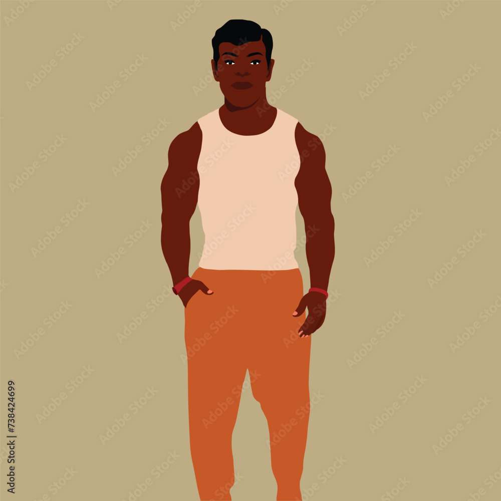 Fototapeta premium Modern fashionable black man in elegant art style vector