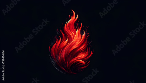 Vivid red fire effect, ideal for illustrating passion, danger, or the raw power of nature. Generative AI.