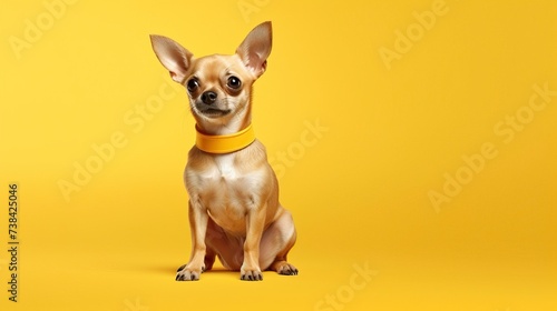 Chihuahua dog on a one color background, copy space - generative ai © Nia™