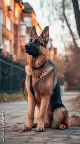 German shephegrd dog. Vertical background 