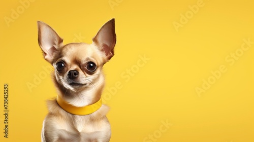 Chihuahua dog on a one color background  copy space - generative ai