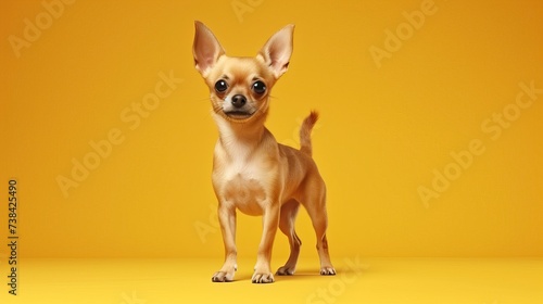 Chihuahua dog on a one color background  copy space - generative ai