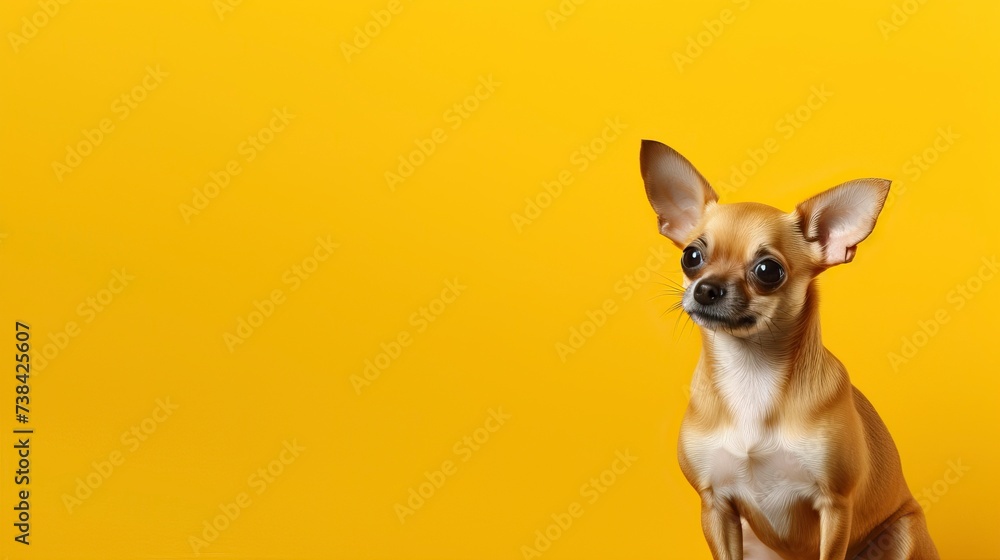 Chihuahua dog on a one color background, copy space - generative ai Chihuahua dog on a one color background, copy space - generative ai
