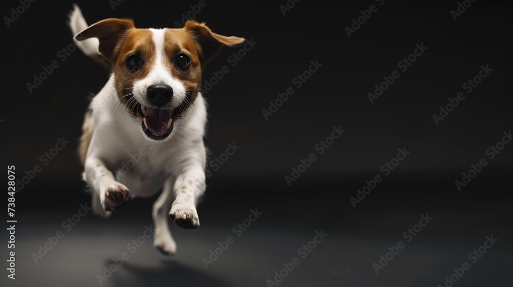 Jack Russel Parson Dog Run Toward The Camera Low Angle High Speed Shot : Generative AI