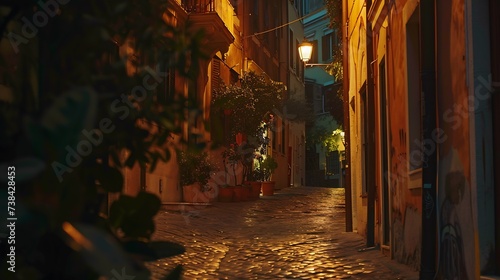 Night view of cozy street in Rome Italy Architecture and landmark of Rome Postcard of Rome   Generative AI