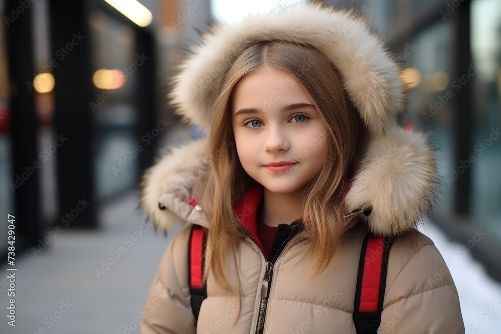 portrait of a beautiful young girl in winter clothes in the city portrait of a beautiful young girl in winter clothes in the city