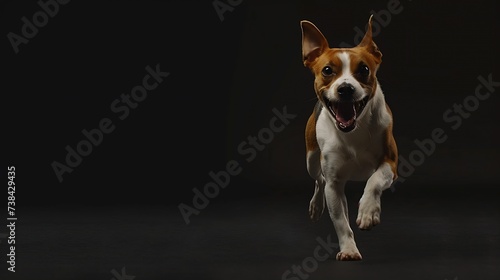 Jack Russel Parson Dog Run Toward The Camera Low Angle High Speed Shot : Generative AI © Generative AI