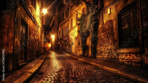 Old cozy street at night in Trastevere Rome Italy Trastevere is rione of Rome on the west bank of the Tiber in Rome Lazio Italy Architecture and landmark of Rome   Generative AI