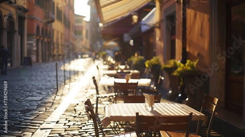 Outdoor Restaurant in the Sidewalk of Piazza Bra in Verona Veneto Italy : Generative AI photo