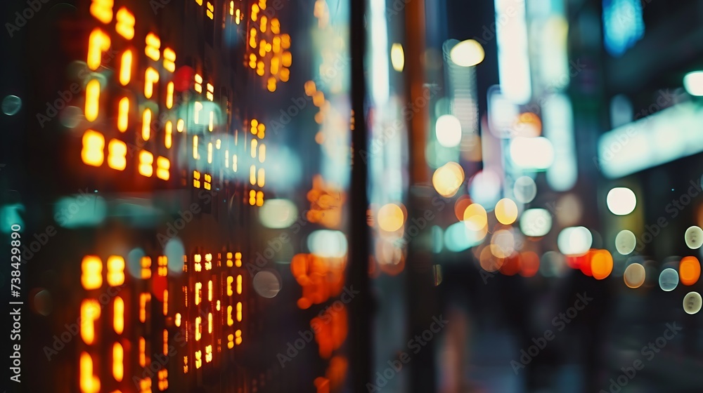 Display stock market numbers with defocused street lights background : Generative AI