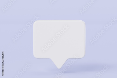 3D White square speech bubble icon symbol. Communication speech bubble for discussion social concept. Isolated purple background. 3d rendering.