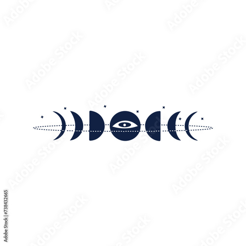 Drawn phases of moon on white background. Astrology concept