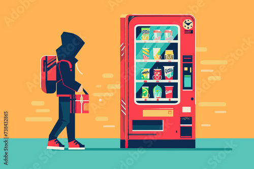 person with vending machine