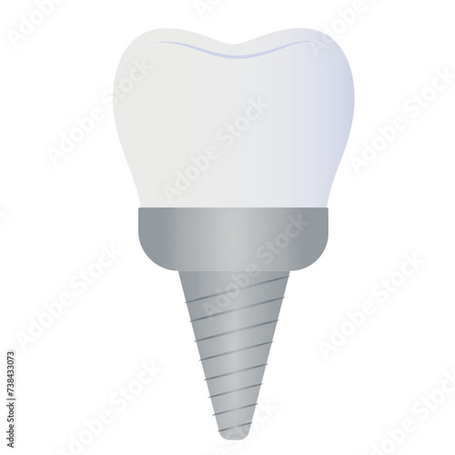 Implanted human tooth on white background