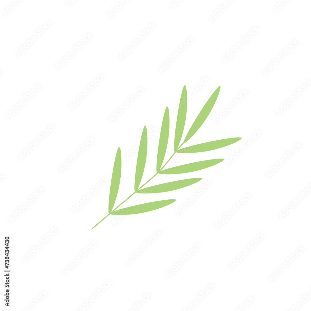 Naklejka premium Drawn branch with leaves on white background