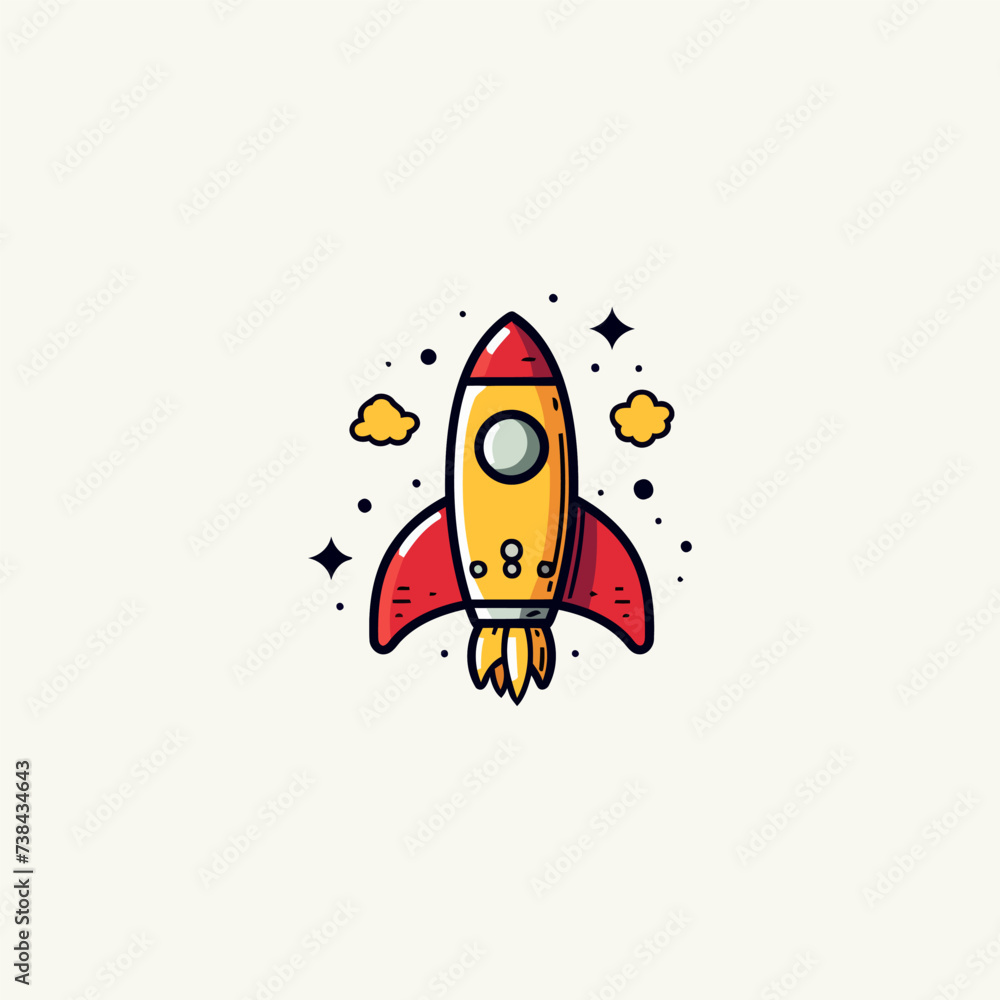 Rocket Landscape logo design vector illustration Rocket Landscape logo design vector illustration