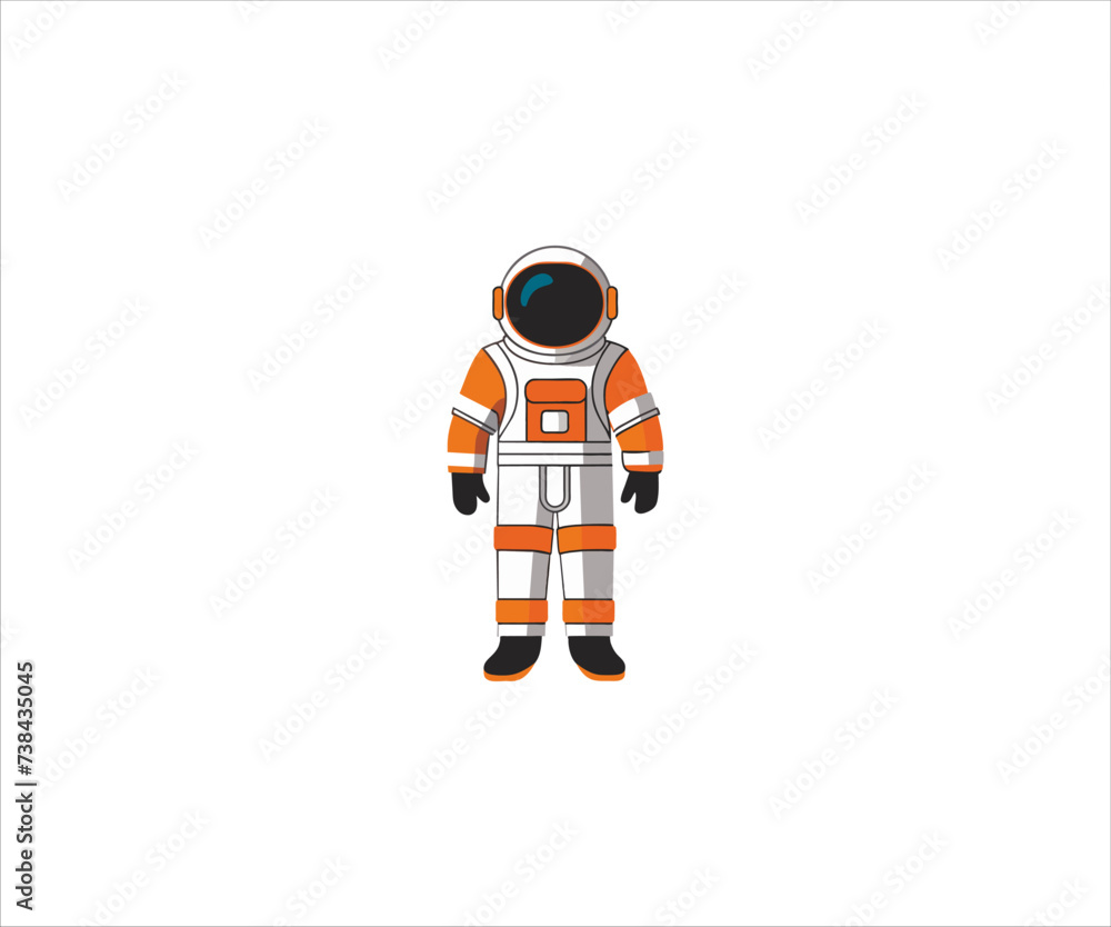 handrawn flat standing astronaut mascot illustration logo