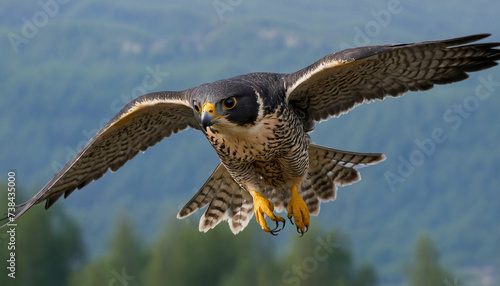 Zoom in to reveal the intense gaze of a peregrine falcon mid flight, its streamlined form slicing through the air with unparalleled precision