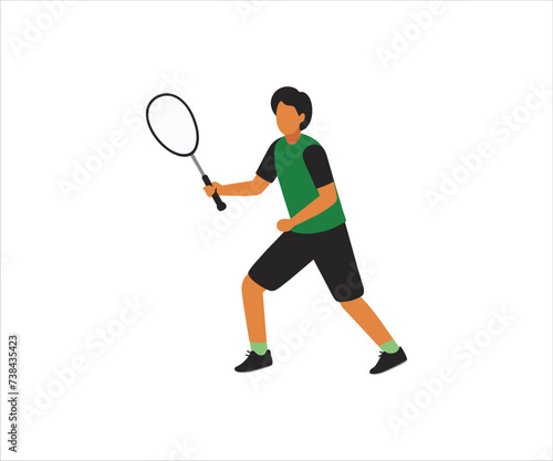 badminton player flat mascot illustration logo © dinny