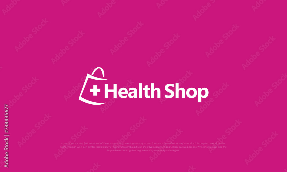 health shop logo, combination bag and cross medical sign health shop logo, combination bag and cross medical sign