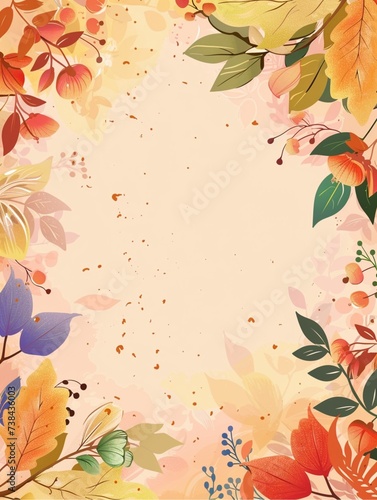 cute fall spring seasonal pastel blank background , AIgenerated
