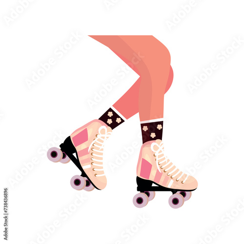 Legs of young roller skatin...