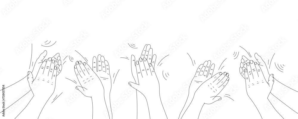 Many drawn clapping hands on white background Many drawn clapping hands on white background