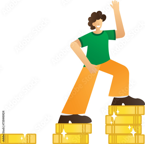 illustration of growth finance with smile happy people be rich