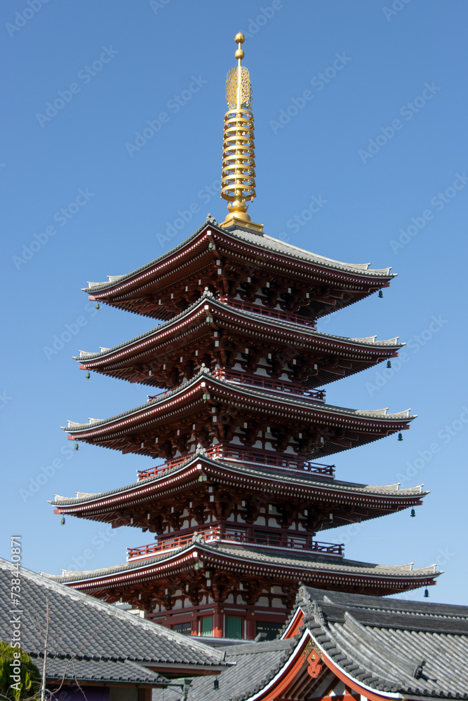 The five-story pagoda of Sensoji Temple in Tokyo, Japan The five-story pagoda of Sensoji Temple in Tokyo, Japan
