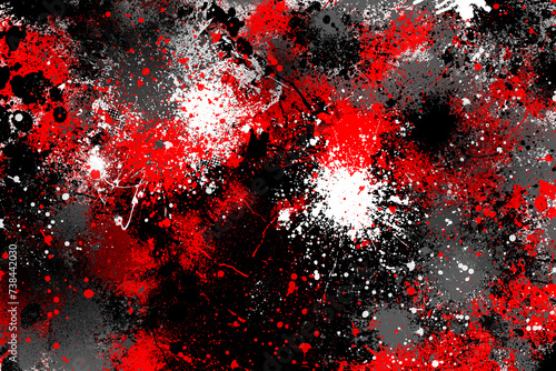 red black white paint splash effect