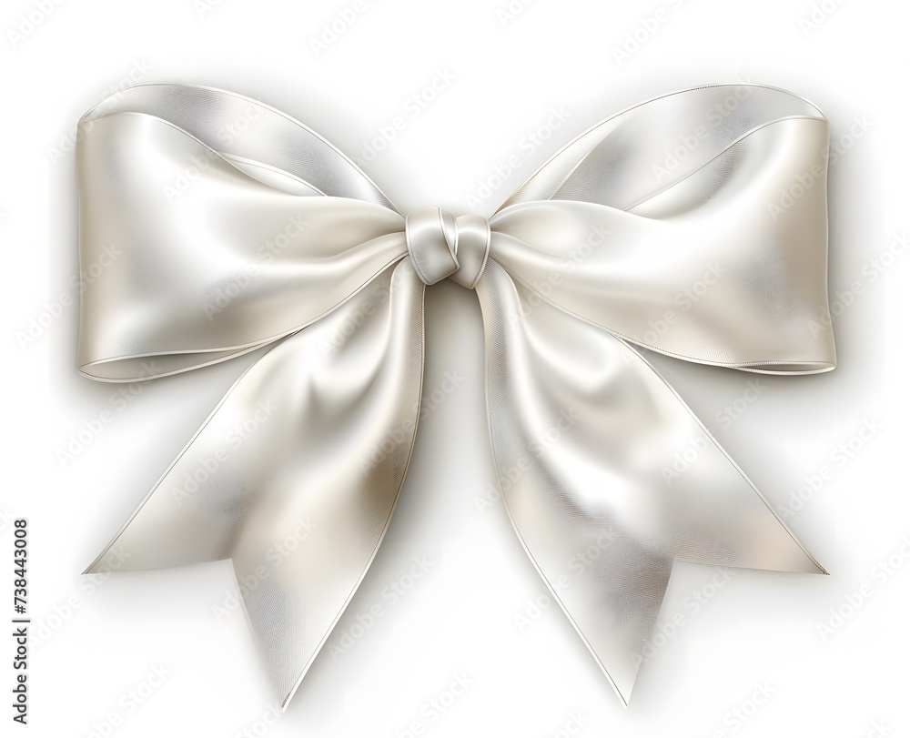 white bow with ribbon isolated on white