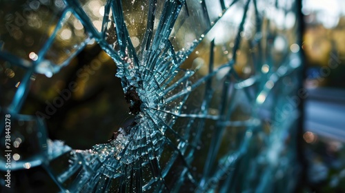 Broken crack glass window mirror wallpaper background	
 photo