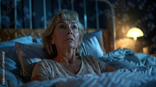 Menopause, night sweat. Woman suffering from hot flash in bed © Jennifer