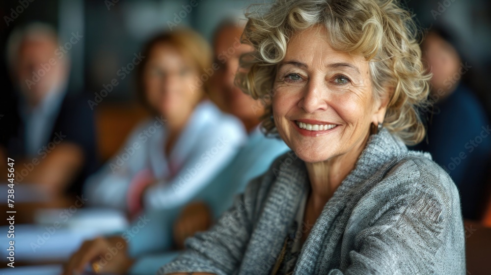 smlie of senior woman and team in boardroom discussing a project. modern office background. smlie of senior woman and team in boardroom discussing a project. modern office background.