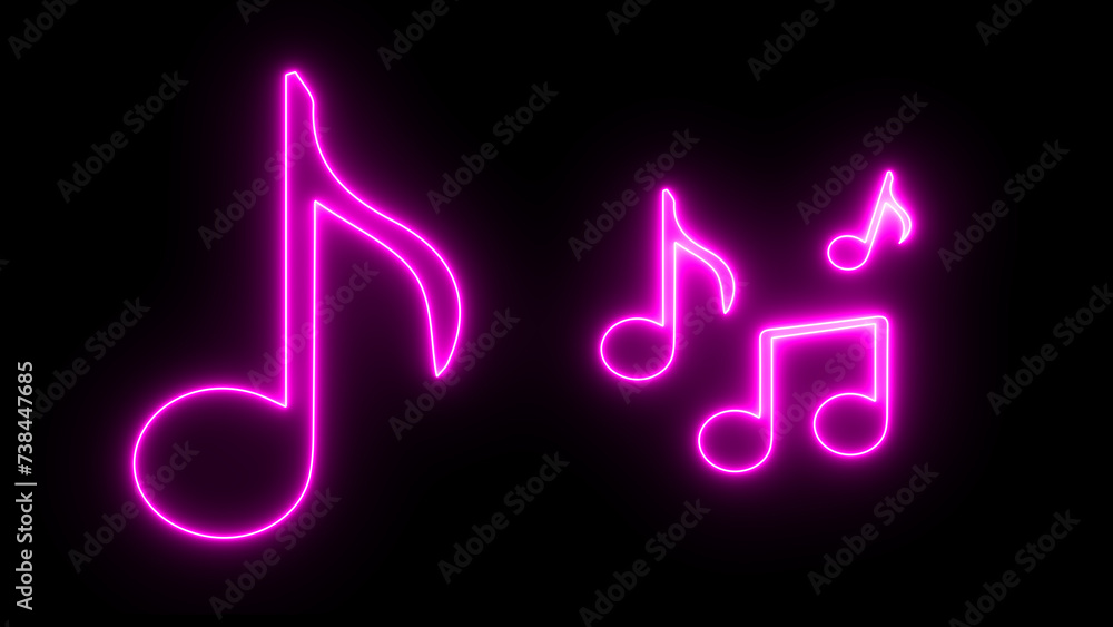 Glowing neon effect music icon. Music notes icon. Musical key signs illustration. Neon music note icon. Glowing neon Music note icons set. Isolated music notes symbols on black background. Glowing neon effect music icon. Music notes icon. Musical key signs illustration. Neon music note icon. Glowing neon Music note icons set. Isolated music notes symbols on black background.
