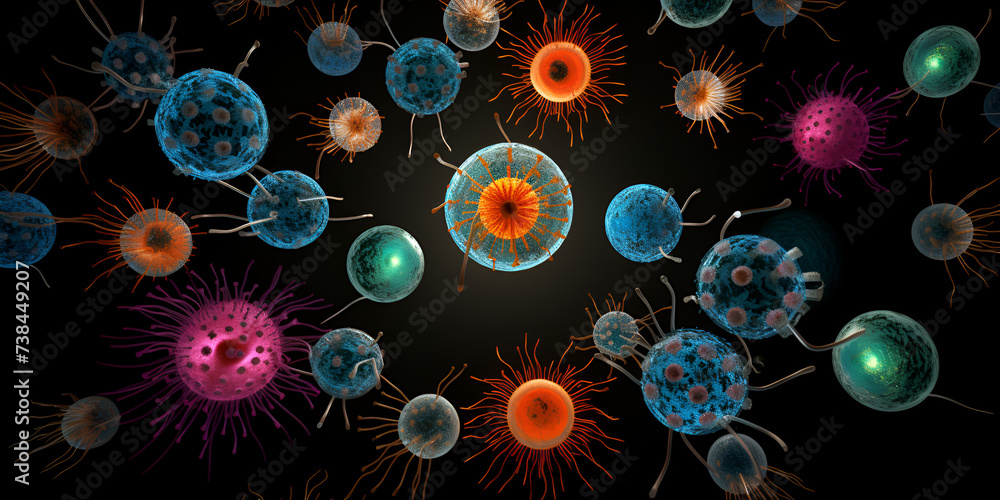 Bacteria and bacterium cells medical illustration of bacterial Background appearance of bacteria. 