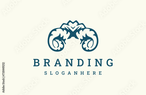 Mountain ram abstract logo icon design template vector illustration on white background .