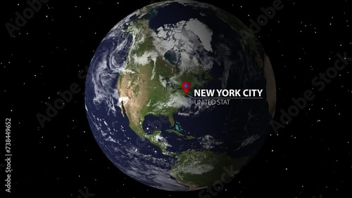 Zooming In on New York City from Space.Map source from NASA Earth Observations (NEO) photo