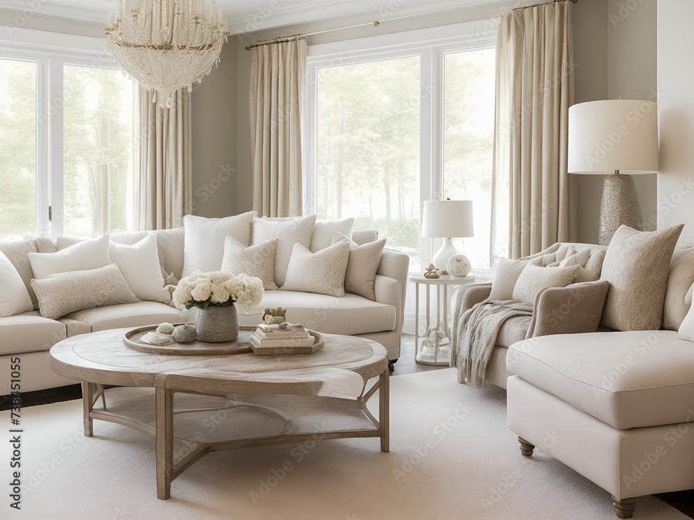 Fototapeta premium modern living room with fireplace