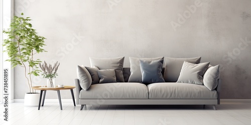 Grey sofa seat in bright environment.