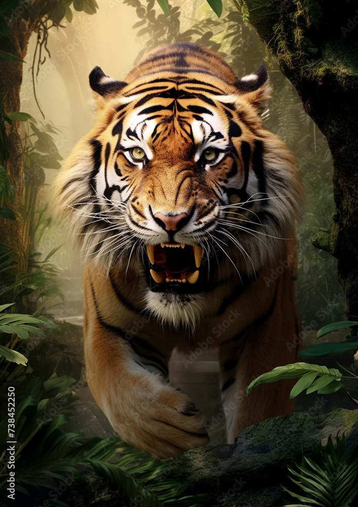 Fierce Encounter in the Enchanting Jungle with the Tiger Fierce Encounter in the Enchanting Jungle with the Tiger