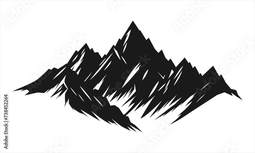 mountain range silhouette isolated vector illustration landscape silhouette for outdoor design elements black and white