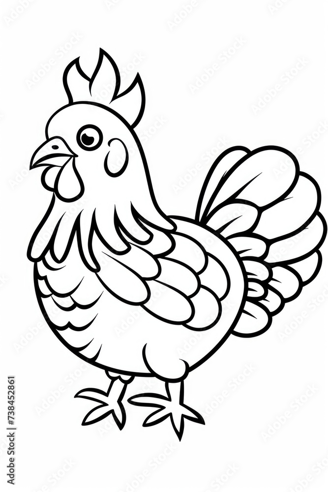 Rooster coloring page for kids rooster coloring book page rooster line art design
